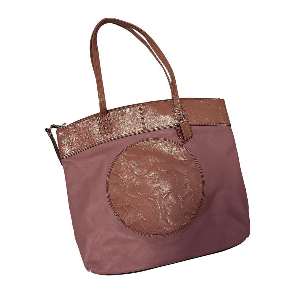 Coach Large Pink Purple Leather Tote Bag GS